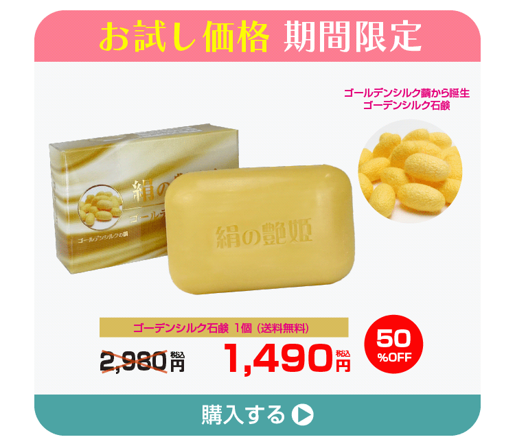 2個で1個の価格 (実質50％OFF) 12/19まで】絹の艶姫 ゴールデンシルク石鹸 100g×2個で1個の価格 | 株式会社ロアコスモ  オンラインショップ